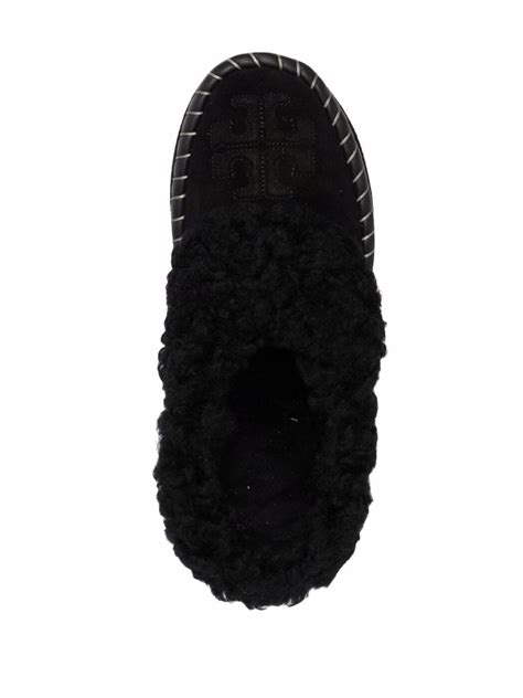 Shearling slippers in black 